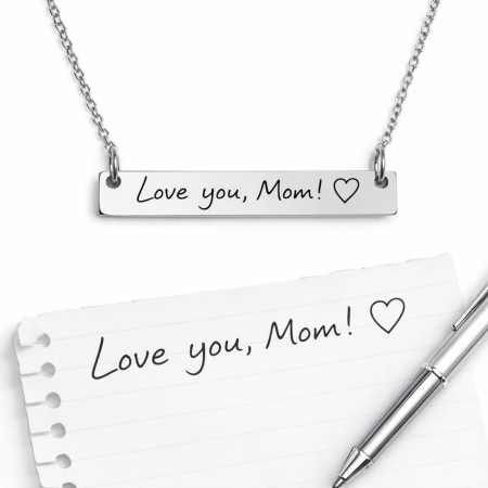 Lănțișor Personalizat cu Scris de Mână pentru Damă - Plăcuță 35x6 mm, Lungime Lanț 45cm, Oțel Inoxidabil [2]