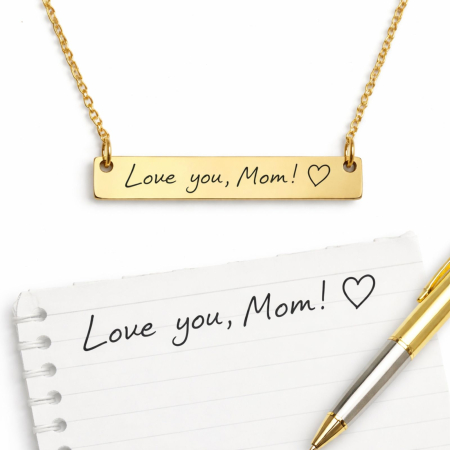 Lantisoare inox - Lănțișor Personalizat cu Scris de Mână pentru Damă - Plăcuță 35x6 mm, Lungime Lanț 45cm, Oțel Inoxidabil