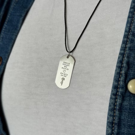 Lantisoare argint personalizate foto - Pandantiv Personalizat, Plăcuță Army 32mm, Argint 925 - Cadou pentru Tata