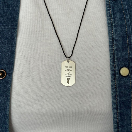 Lantisoare argint personalizate foto - Pandantiv Personalizat, Plăcuță Army 32mm, Argint 925 - Cadou pentru Tata