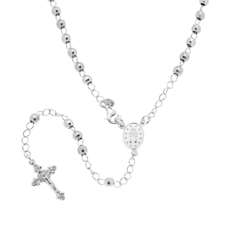 Rozarii - Rozariu Damă din Argint 925, Biluțe Fațetate 4 mm, 45 cm