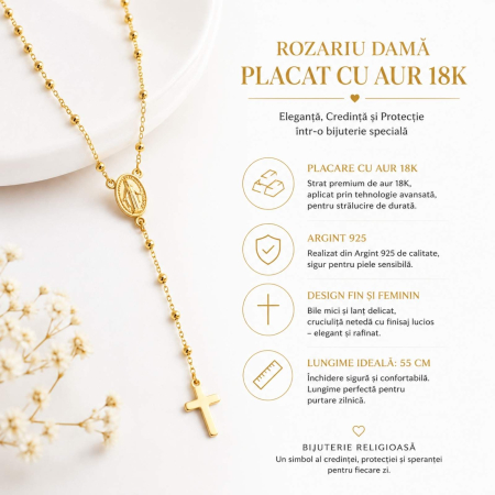 Rozariu din Argint 925 placat cu Aur – Lungime 55 cm, Bijuterie Spirituală [4]