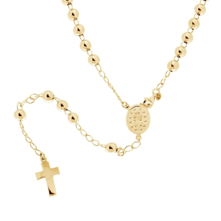 Rozarii - Rozariu Bărbați din Argint 925 placat Aur 18K, Bile 6 mm, Lungime 60cm