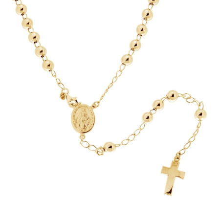 Rozarii - Rozariu Bărbați din Argint 925 placat Aur 18K, Bile 6 mm, Lungime 60cm