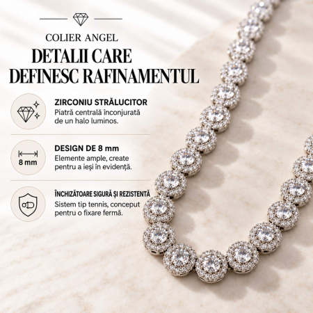Set Bijuterii Angel din Argint 925 Rodiat cu Cristale 8 mm – Colier și Brățară [12]