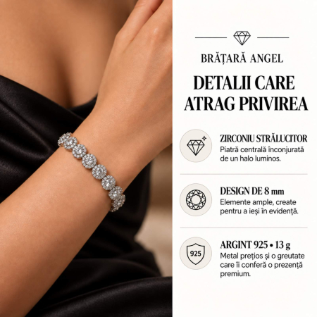 Set Bijuterii Angel din Argint 925 Rodiat cu Cristale 8 mm – Colier și Brățară [11]