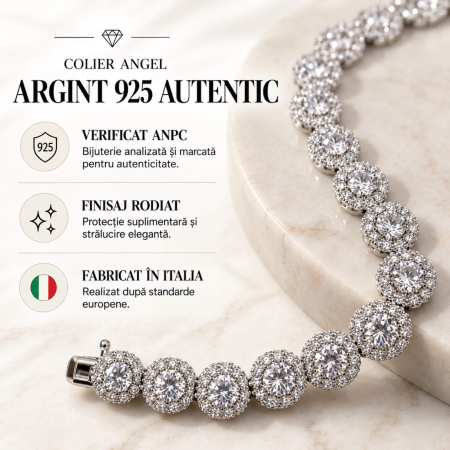 Set Bijuterii Angel din Argint 925 Rodiat cu Cristale 8 mm – Colier și Brățară [13]