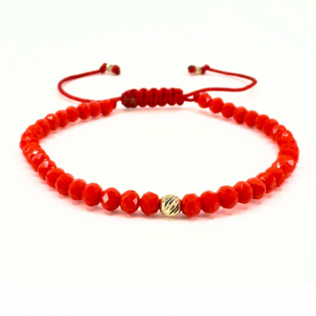 Set Brățări cu Bile de Aur 14K, pentru Cupluri, Cristale Sticlă Rondele 4 mm [3]
