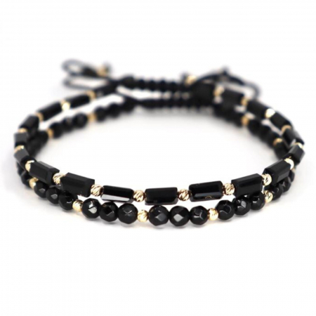 Bratari bilute aur - Set brățări cu biluțe de  Aur 14K, Cristale Sticlă și Onix