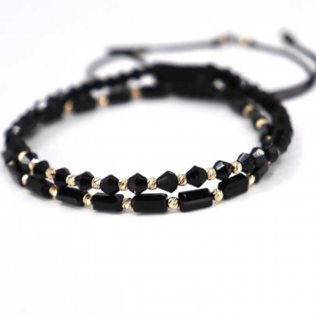 Set bratari cu bilute de  Aur 14K, Cristale Sticla, snur reglabil [7]