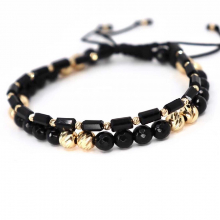 Set brățări cu bile de  Aur 14K, Onix și Cristale Sticlă [1]