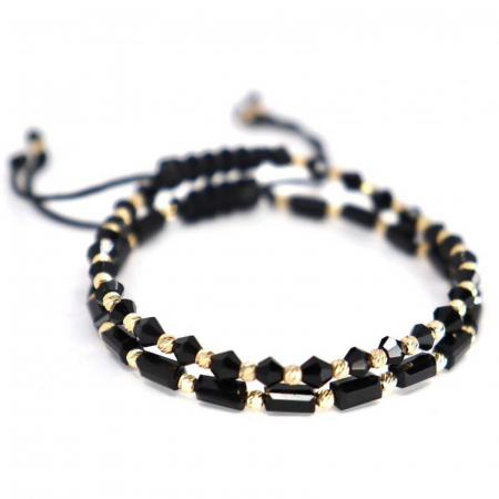 Set Brățări cu Biluțe de Aur 14K, Șnur Reglabil și Cristale Sticlă [2]
