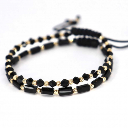 Set Brățări cu Biluțe de Aur 14K, Șnur Reglabil și Cristale Sticlă [5]
