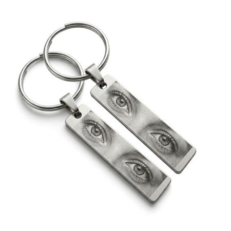 Brelocuri - Set Brelocuri Personalizate cu Fotografia Ochilor și Text - Cadou Cuplu