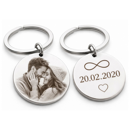 Brelocuri - Set Brelocuri Personalizate cu Poză și Text - Medalion 20mm cu Inel si Lanț, Gravură Laser, Garanție pe Viață