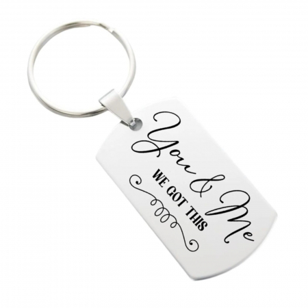 Brelocuri - Breloc Personalizat Text - Plăcuță Inox 40x23 mm, Gravură Laser, Garanție pe Viață