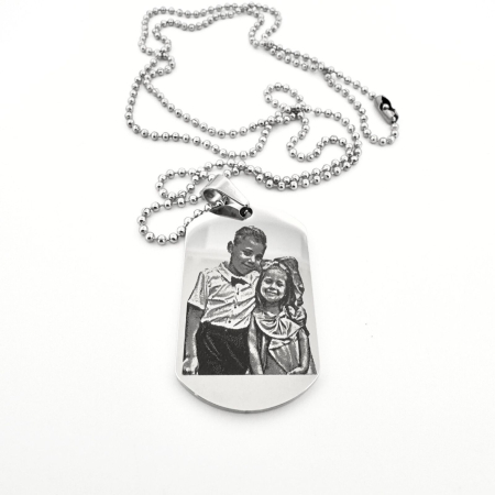 Set Coliere Personalizate Tată și Fiu - Gravate cu Poză și Text - Plăcuță Army, Lănțișor cu Biluțe - Oțel Inoxidabil [6]