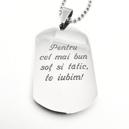 Set Lanț Army și Brățară cu Plăcuță pentru Bărbați, Personalizate Foto și Text, din Oțel Inoxidabil [4]