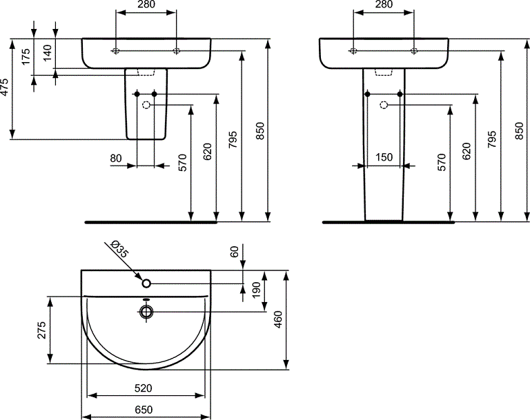 Lavoar Ideal Standard Connect ARC 65 CM [2]