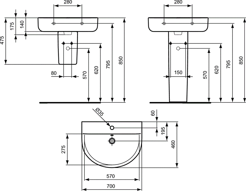 Lavoar Ideal Standard Connect ARC 70 CM [2]