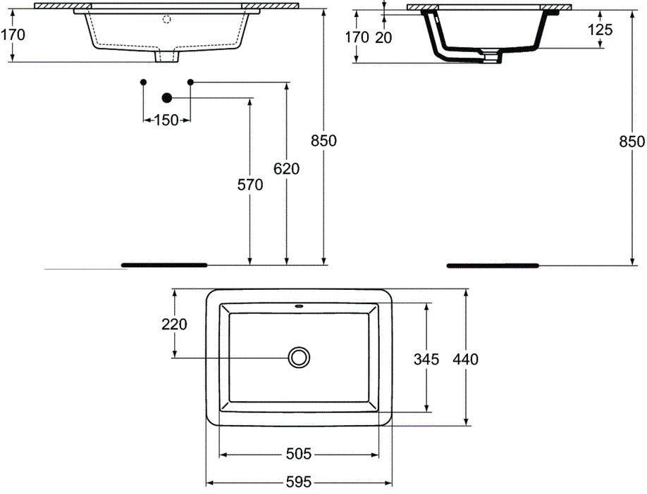 Lavoar Ideal Standard Strada 60 CM - pentru montaj sub blat [2]