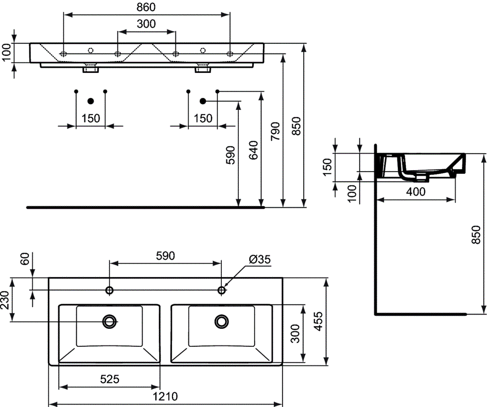 Lavoar Ideal Standard Strada dublu 121 CM [2]