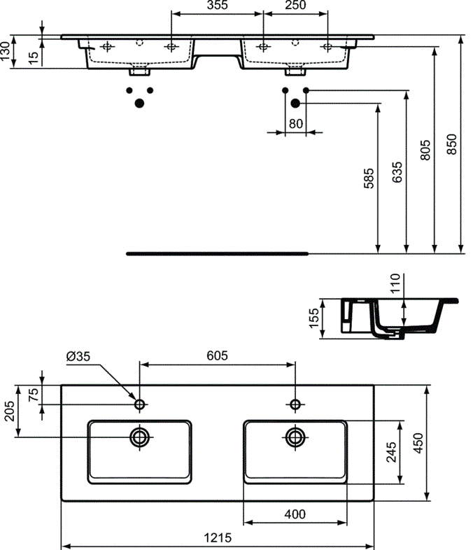 Lavoar Ideal Standard Tempo dublu 121 CM [2]