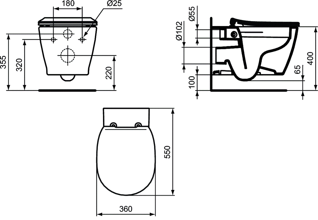 Pachet Complet Sistem WC Suspendat Ideal Standard Connect Rimless - Gata de Montaj - Cadru fixare + Rezervor Ingropat, Clapeta Crom, Vas WC si Capac WC [11]