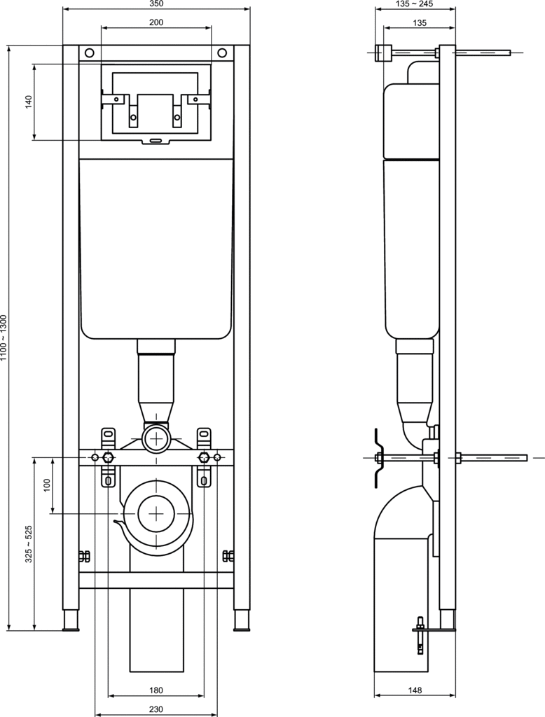 Pachet Complet Sistem WC Suspendat Ideal Standard - Gata de Montaj - Cadru fixare + Rezervor Ingropat, Clapeta Crom, Vas WC si Capac WC [7]
