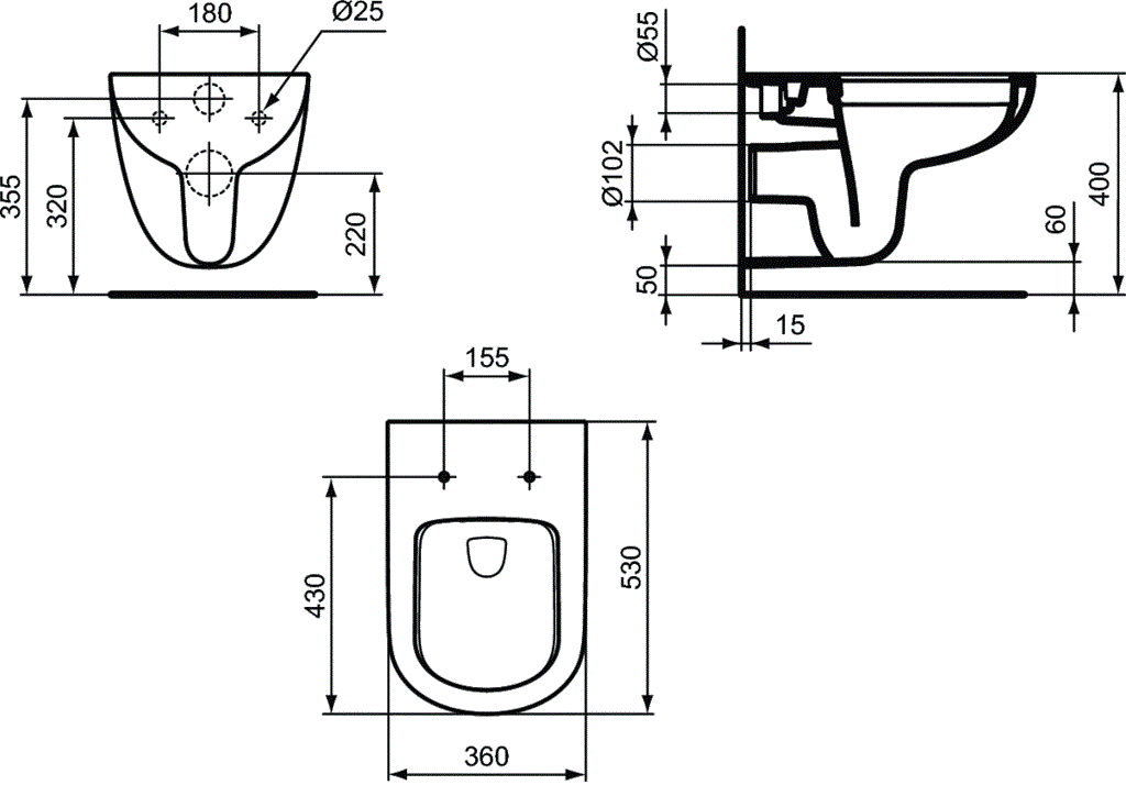 Pachet Complet Sistem WC Suspendat Ideal Standard Tempo Rimless - Gata de Montaj - Cadru fixare + Rezervor Ingropat, Clapeta Crom, Vas WC si Capac WC  [11]
