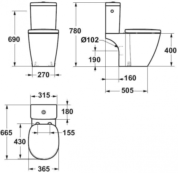 Pachet Complet Toaleta Ideal Standard Connect Cube - Vas WC, Rezervor, Armatura, Capac Softclose, Set de Fixare [5]