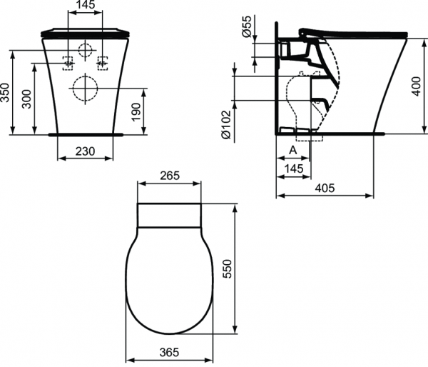 Vas WC pe pardoseala Ideal Standard Connect Air Aquablade - Back-to-Wall - Pentru rezervor incastrat [7]