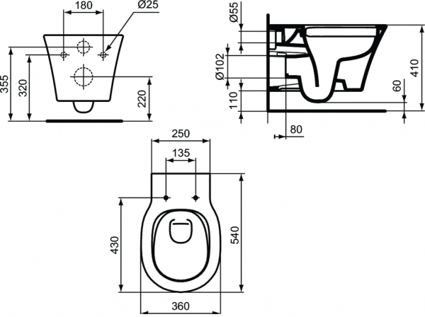 Vas WC Suspendat Ideal Standard Connect Air Rimless- Fixare ascunsa [8]