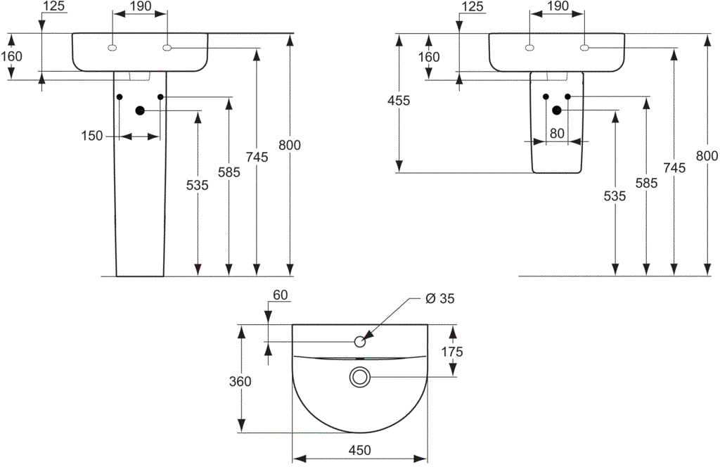 Lavoar Ideal Standard Connect ARC 45 CM [1]