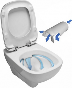 Pachet Complet Sistem WC Suspendat Geberit + Selnova Rimfree - Gata de Montaj - Cadru fixare + Rezervor Ingropat, Clapeta Crom, Vas WC si Capac WC  Softclose [6]