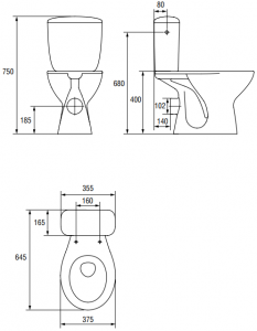 Pachet Complet Toaleta Cersanit President - Vas WC, Rezervor, Armatura, Capac, Set de Fixare - Model 1 [2]