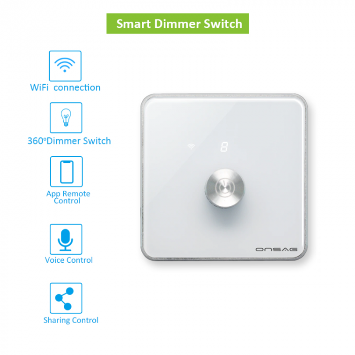 Intrerupator cu variator (Dimmer) Smart Onsag Luxury X806 White [3]