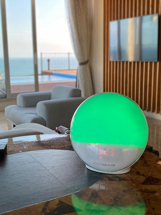 Radio FM cu ceas, Onsag Rio, 7 culori LED, Smart Wake-up light, WiFi, App control, Simulare rasarit, Sunete albe, port USB, Alexa/Google Home [4]