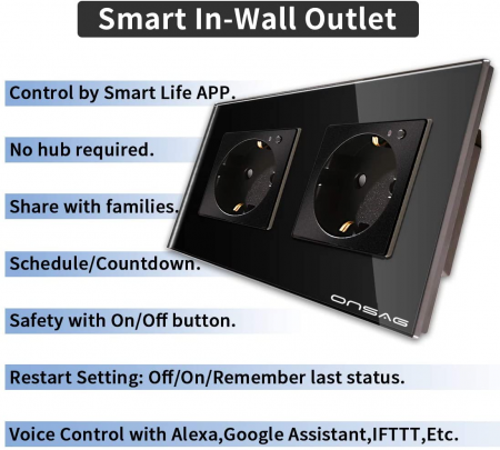 Priza Smart WiFi dubla Onsag X302 Black [5]