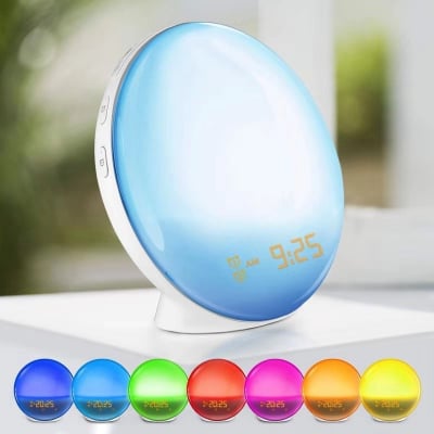 Radio FM cu ceas, Onsag Rio, 7 culori LED, Smart Wake-up light, WiFi, App control, Simulare rasarit, Sunete albe, port USB, Alexa/Google Home [9]