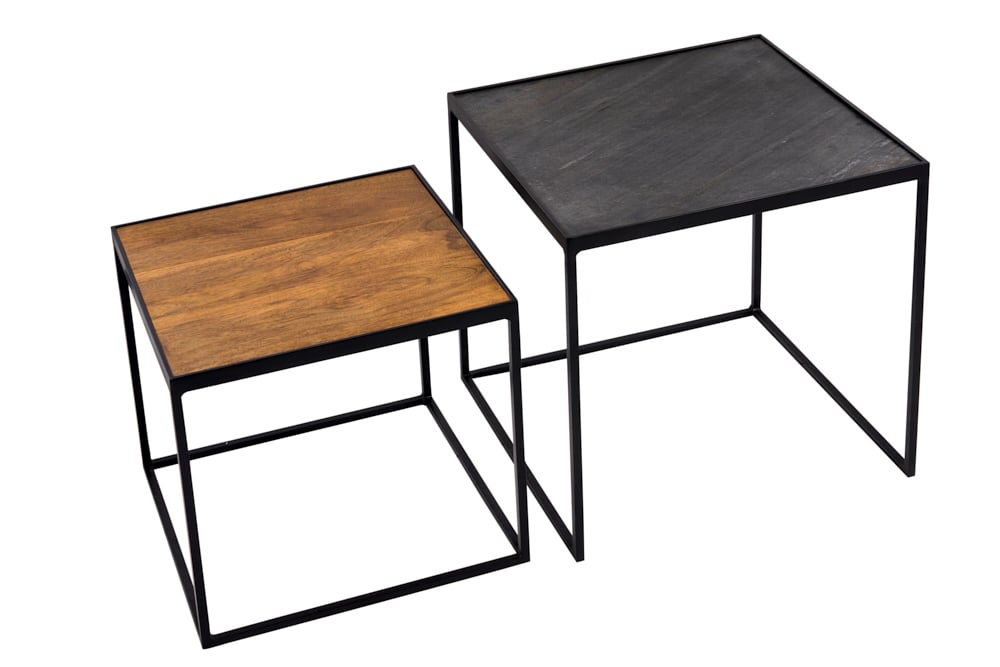 Set 2 masute Fire & Earth cu blat din lemn de mango si picioare din metal [1]