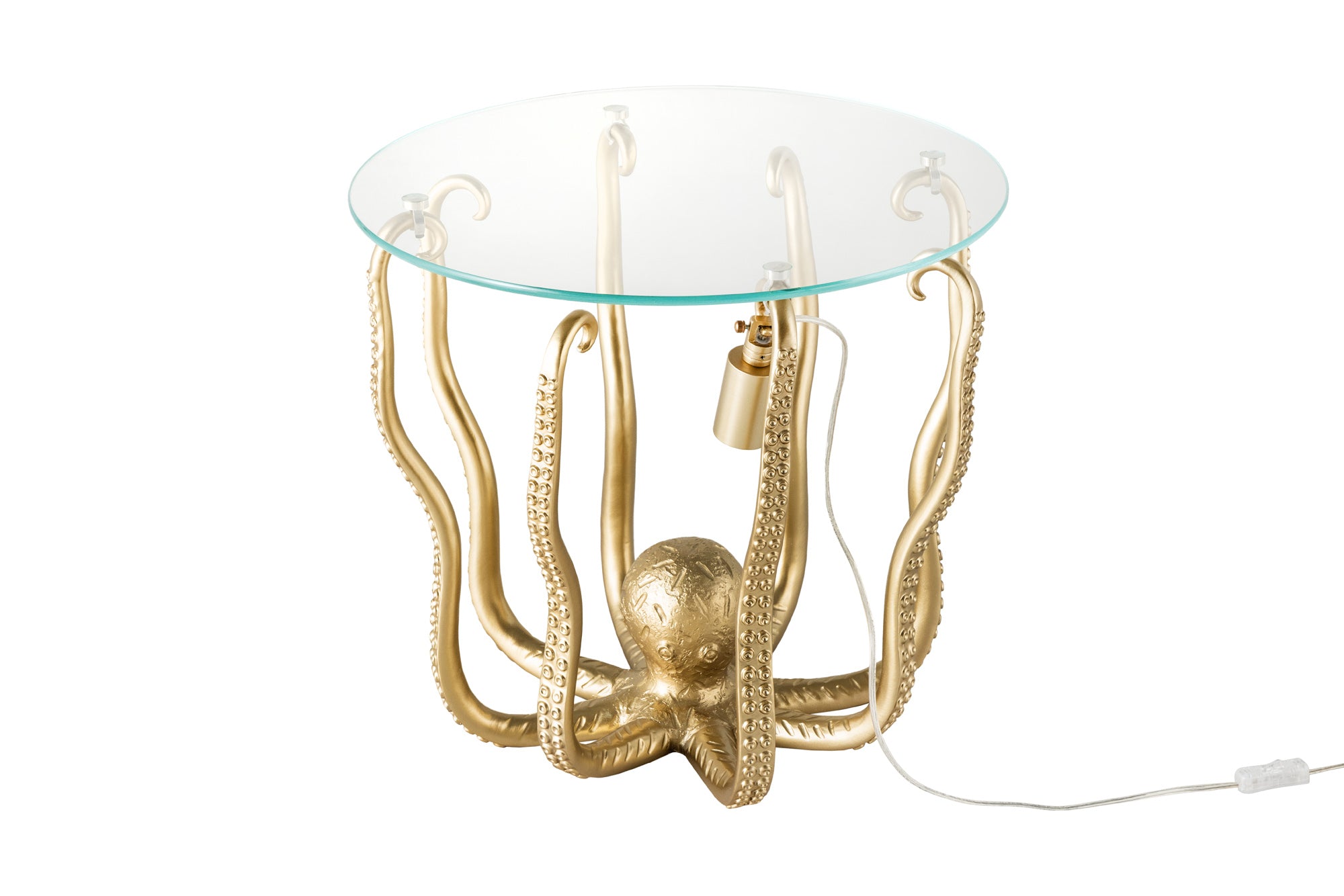 Living - Masă laterală OCTOPUS 50cm aurie cu lampă 