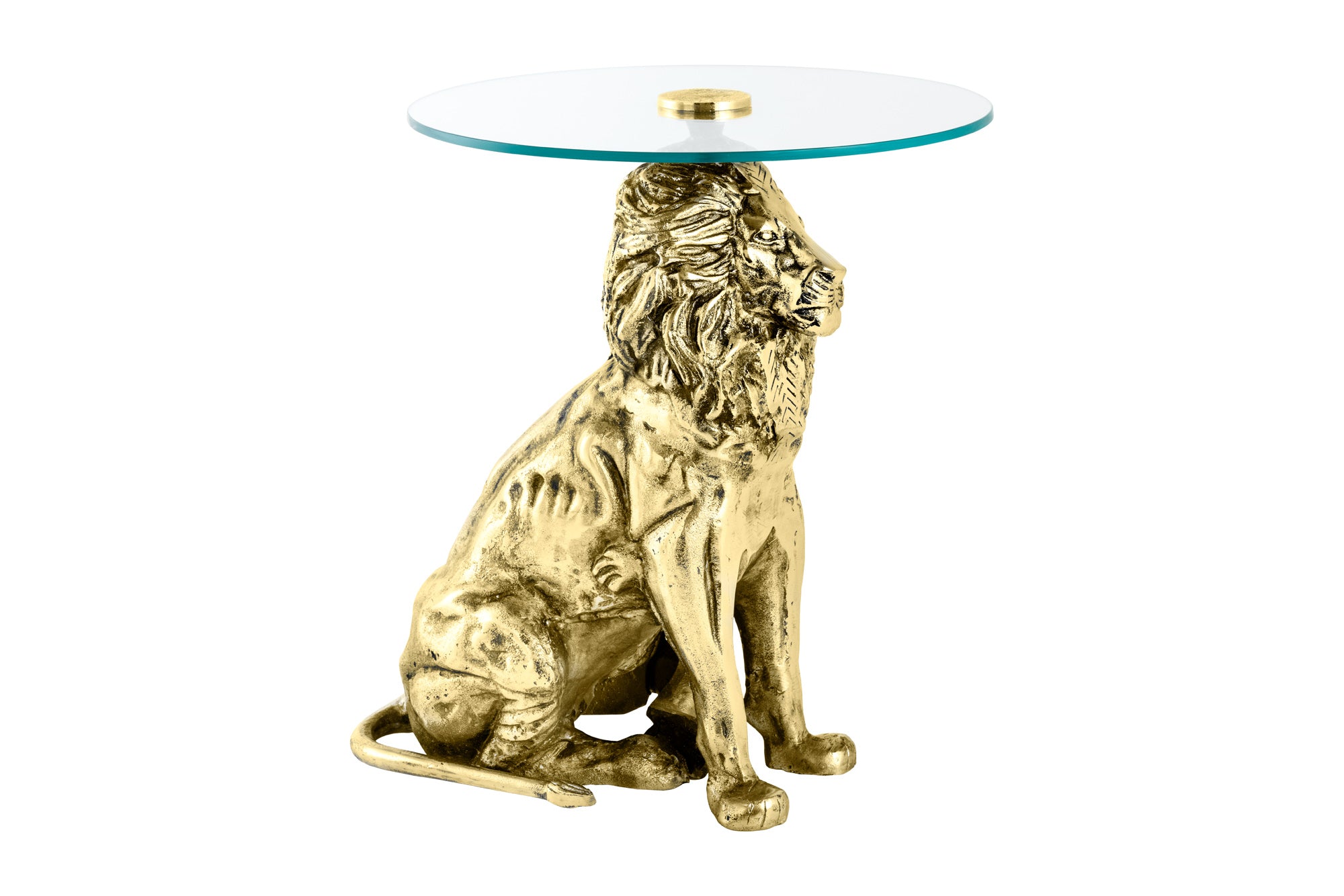 Living - Masă laterală WILDLIFE LION 60cm auriu antic