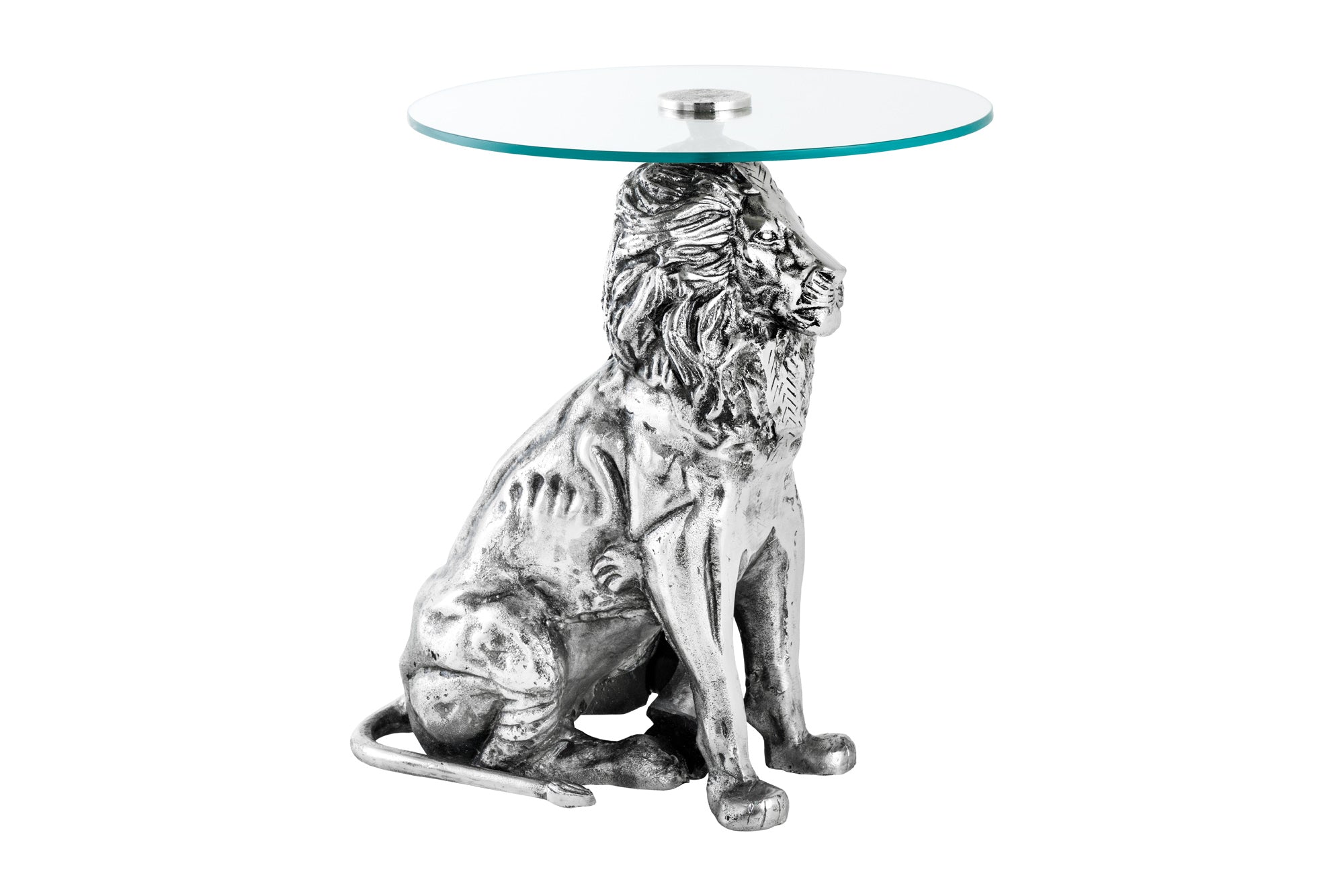 Masă laterală WILDLIFE LION 60cm argintiu antic [0]