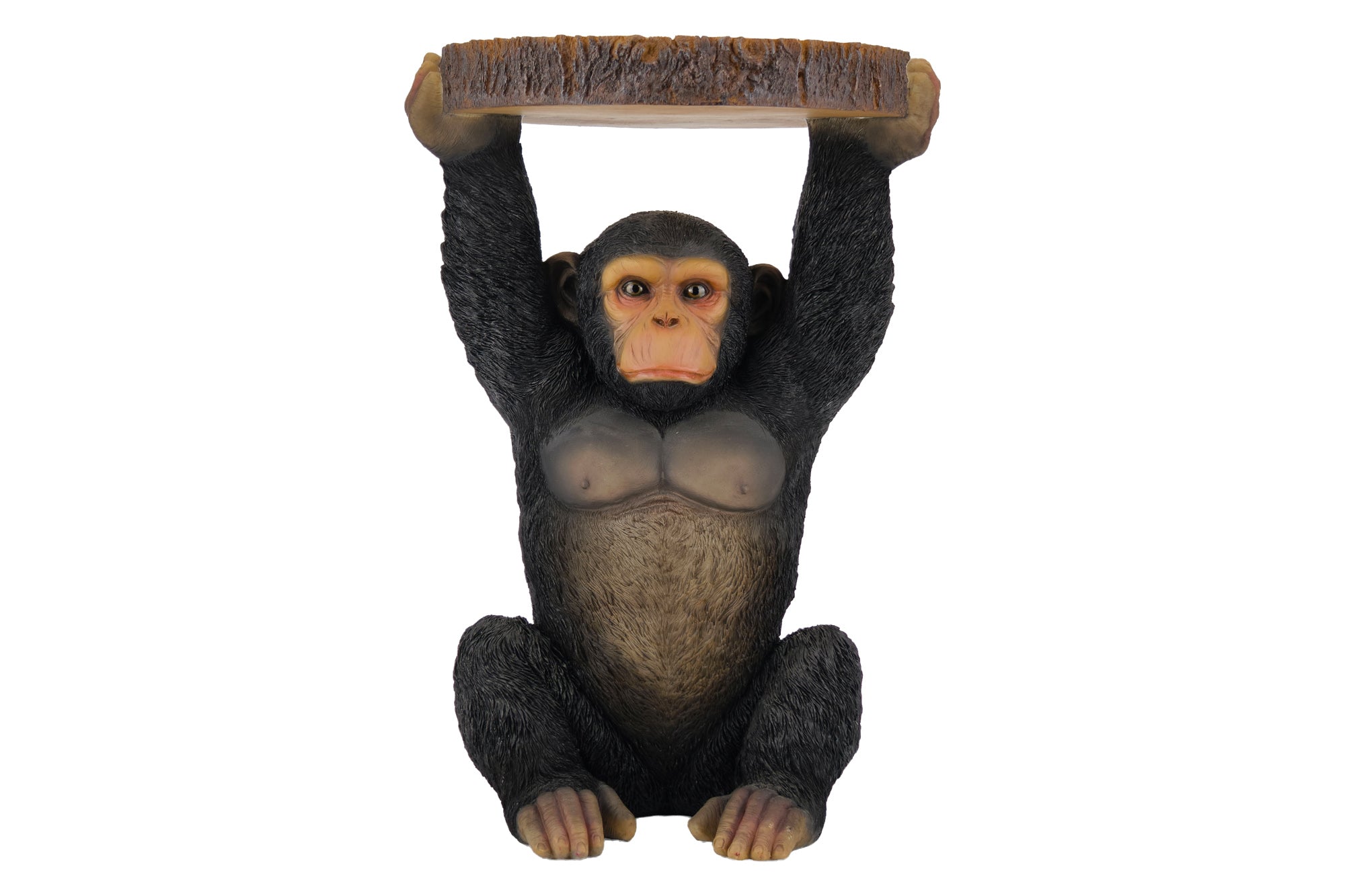 Masă laterală MONKEY 50cm sculptură cu maimuță lucrată manual, gri negru . [0]