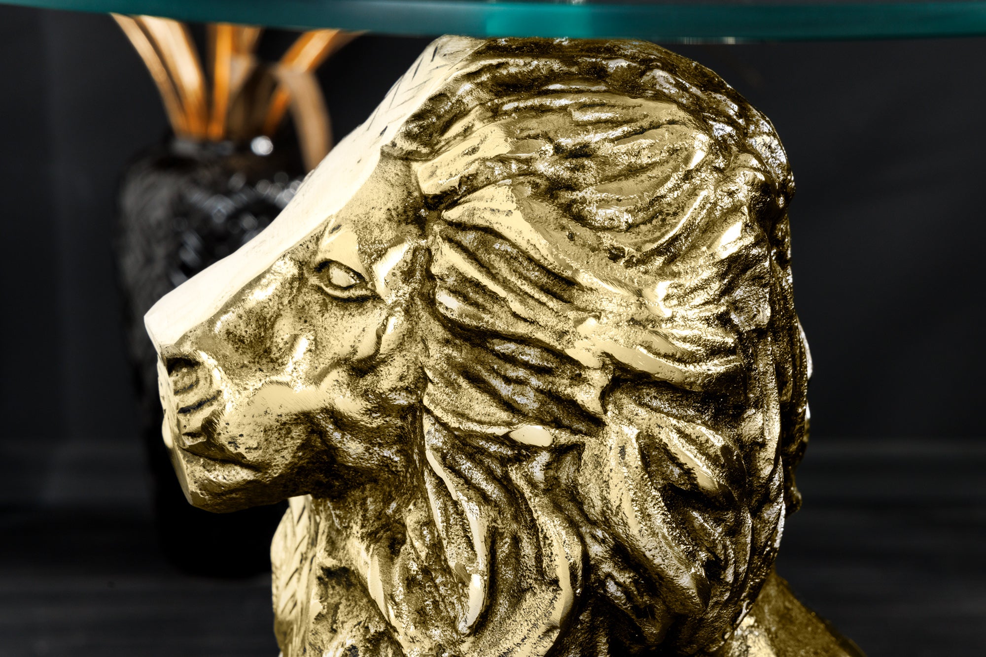 Masă laterală WILDLIFE LION 60cm auriu antic [9]