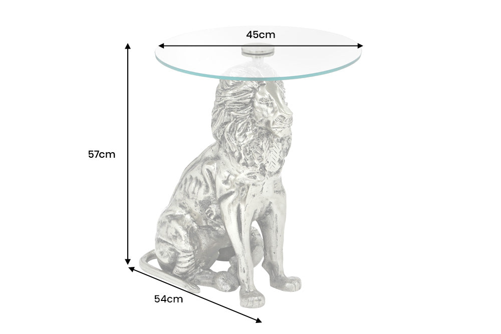 Masă laterală WILDLIFE LION 60cm argintiu antic [10]