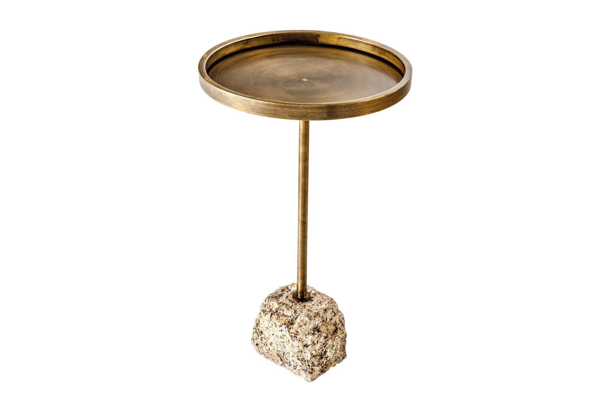 Masuta laterala TRAYFUL 60cm,baza de marmura si blat culoare alama antica din fier [0]