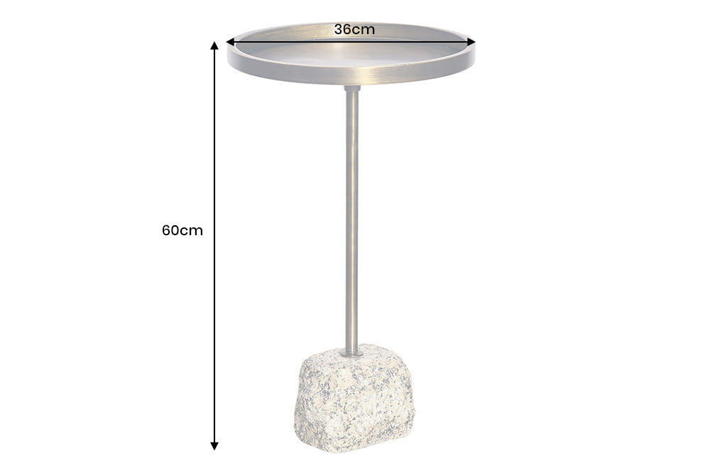 Masuta laterala TRAYFUL 60cm,baza de marmura si blat culoare alama antica din fier [11]