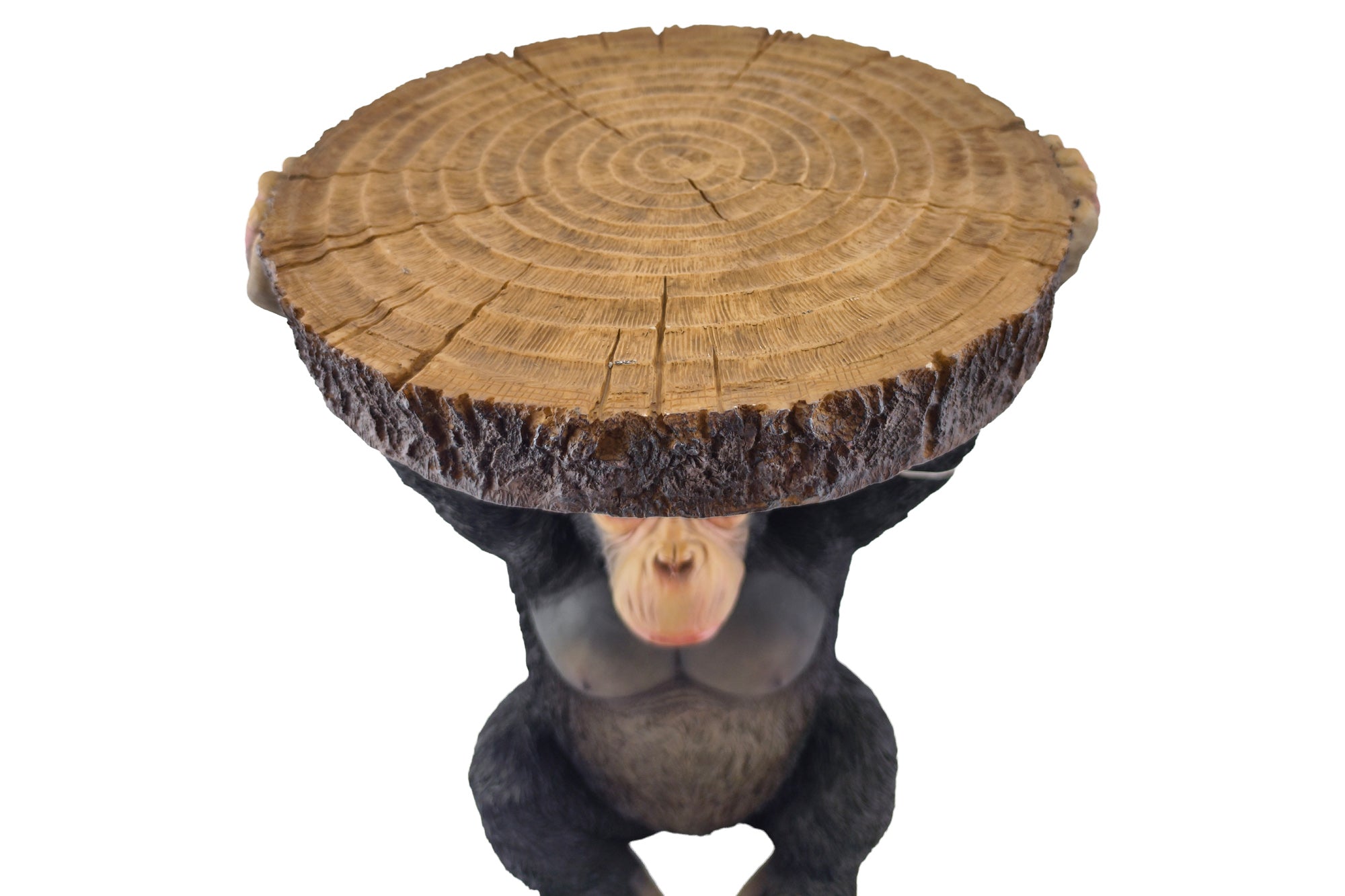 Masă laterală MONKEY 50cm sculptură cu maimuță lucrată manual, gri negru . [4]